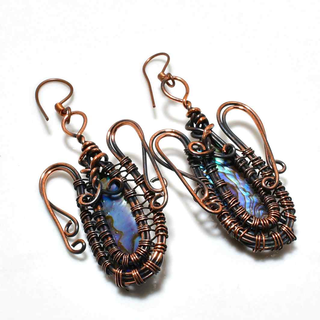 Ethereal Opal – Oxidized Copper Earrings