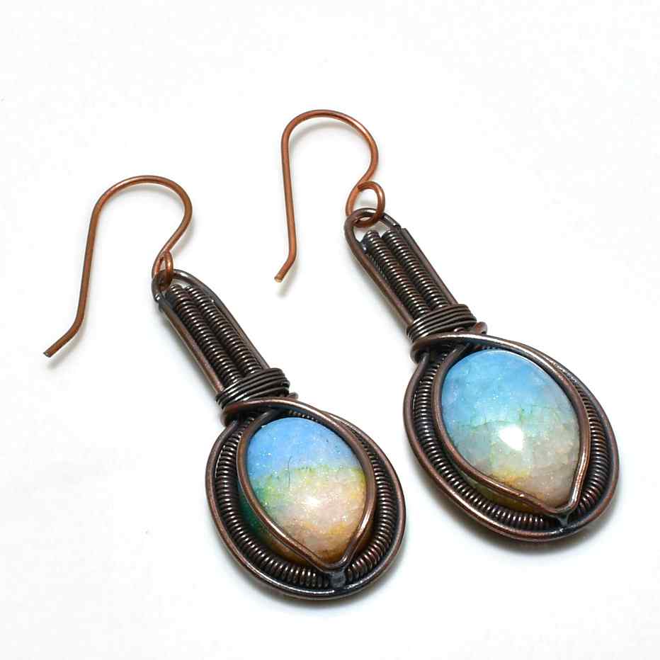 Selene’s Spark – Opal Copper Earrings