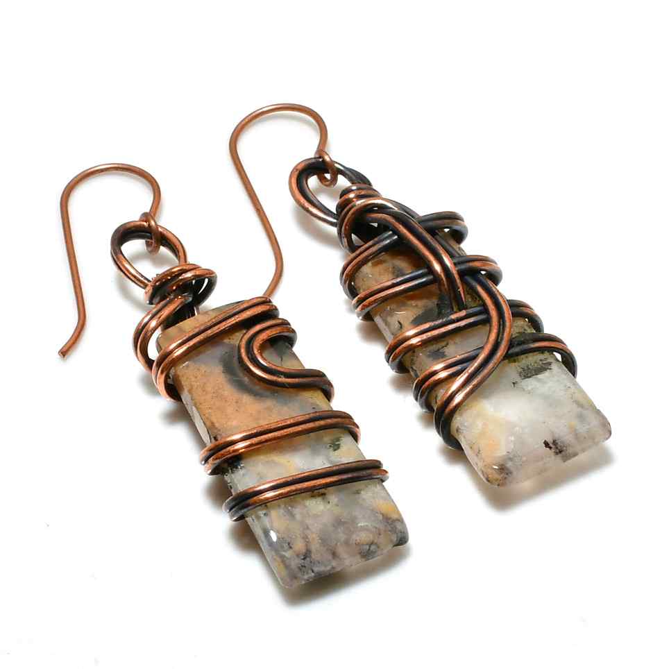 Earthbound Essence – Agate Copper Earrings