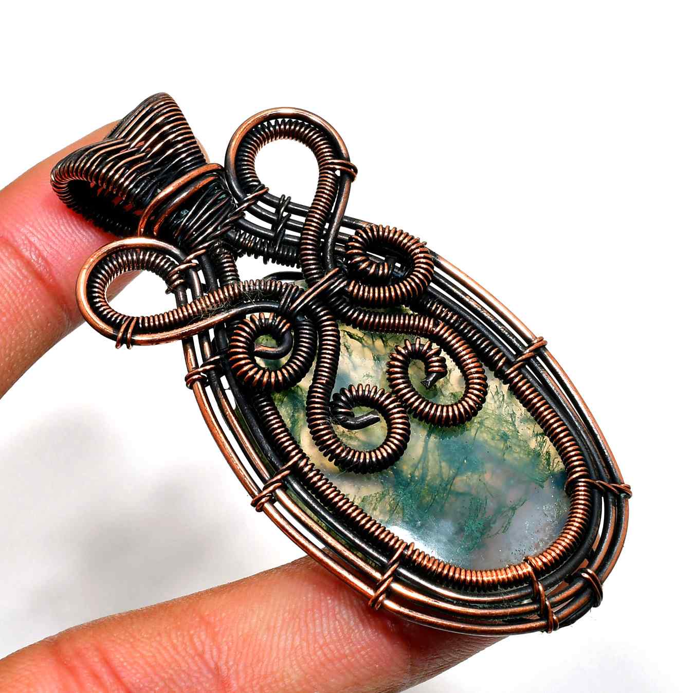 Ezra’s Veil – Amethyst Copper Wire-Wrapped Pendant