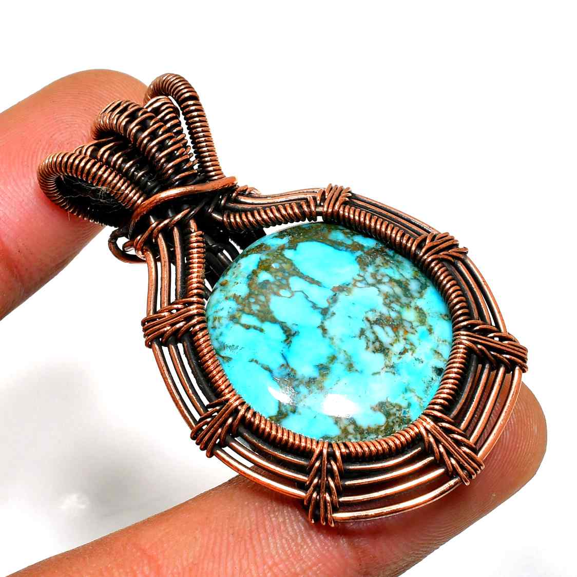 Serenity’s Embrace – Turquoise & Copper Pendant
