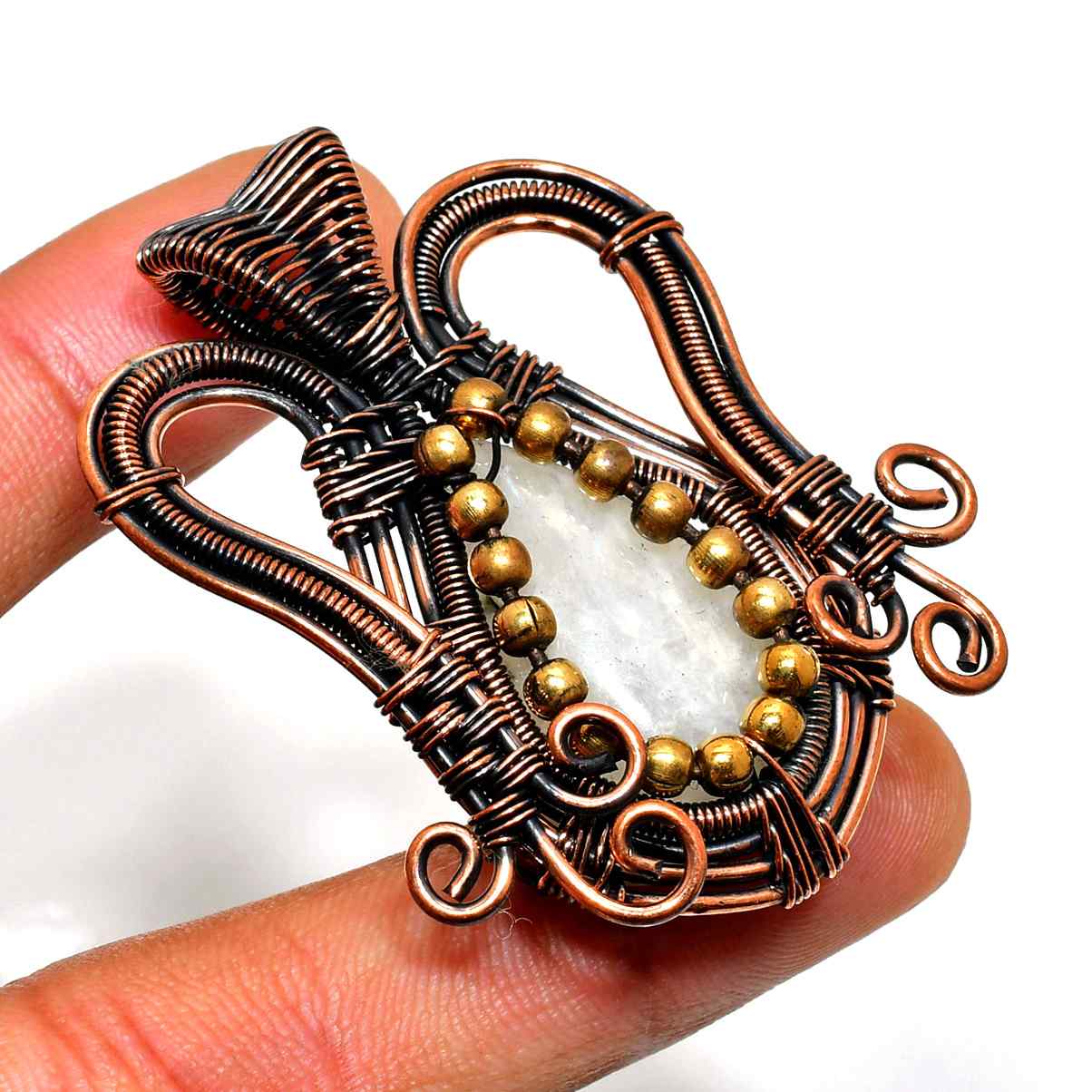 Selene’s Shield – Amethyst & Copper Pendant