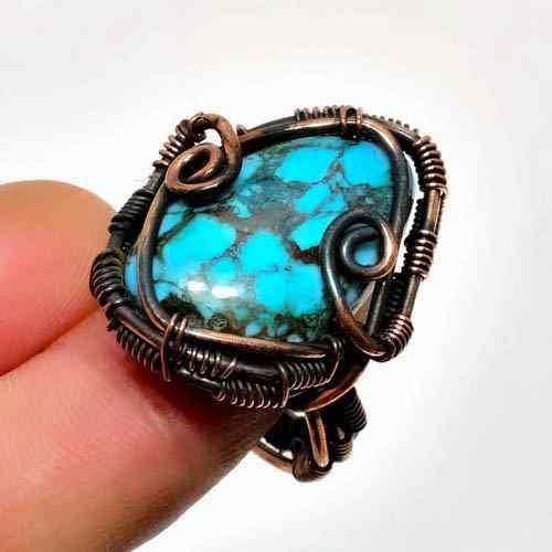 Tranquil Haven – Turquoise Copper Wire Ring