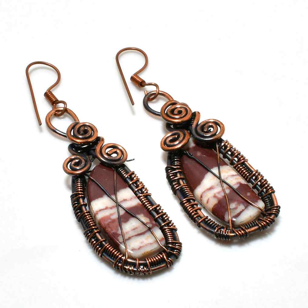 Terra’s Embrace – Striped Agate & Copper Earrings