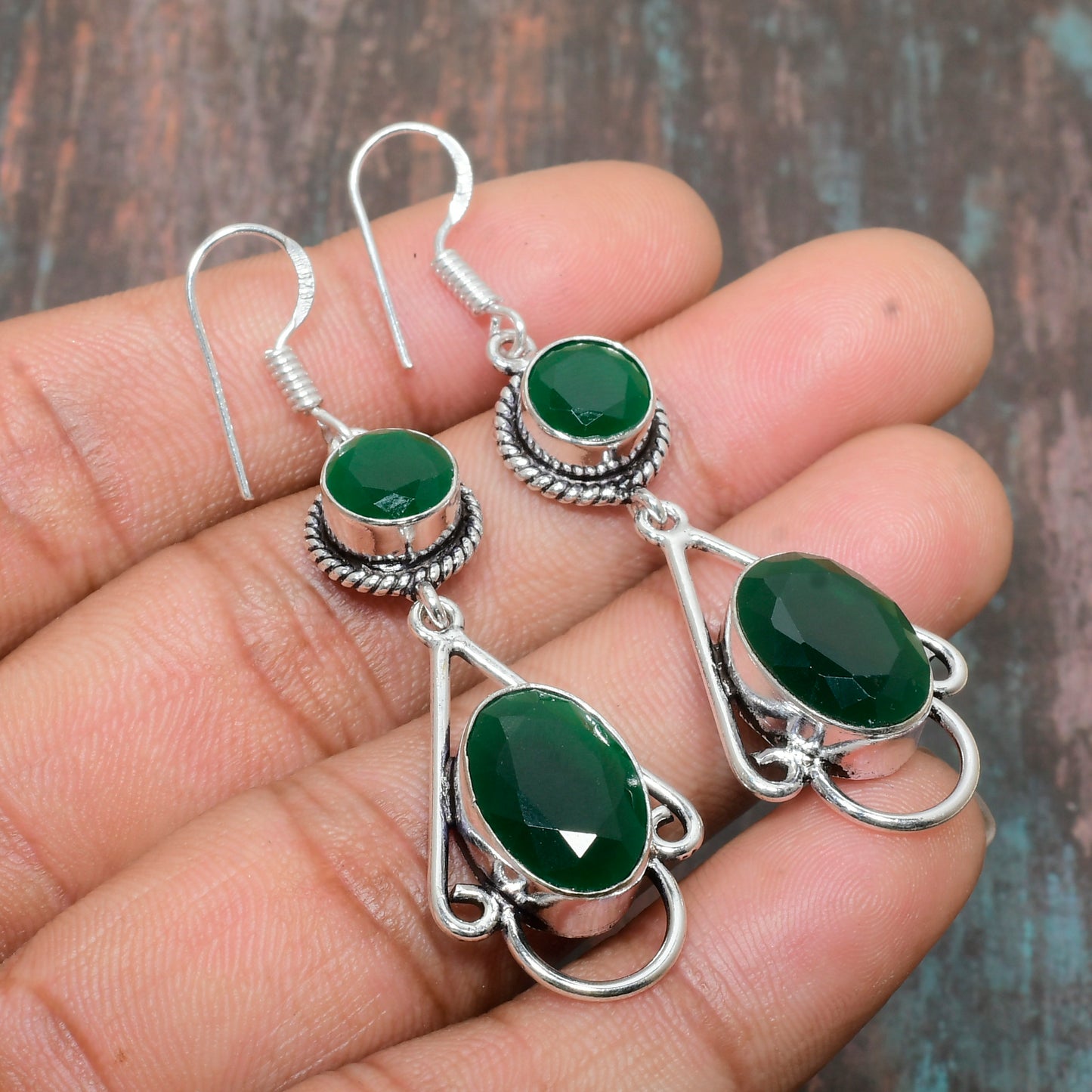 Aria’s Balance – Green Onyx & Sterling Silver Drops