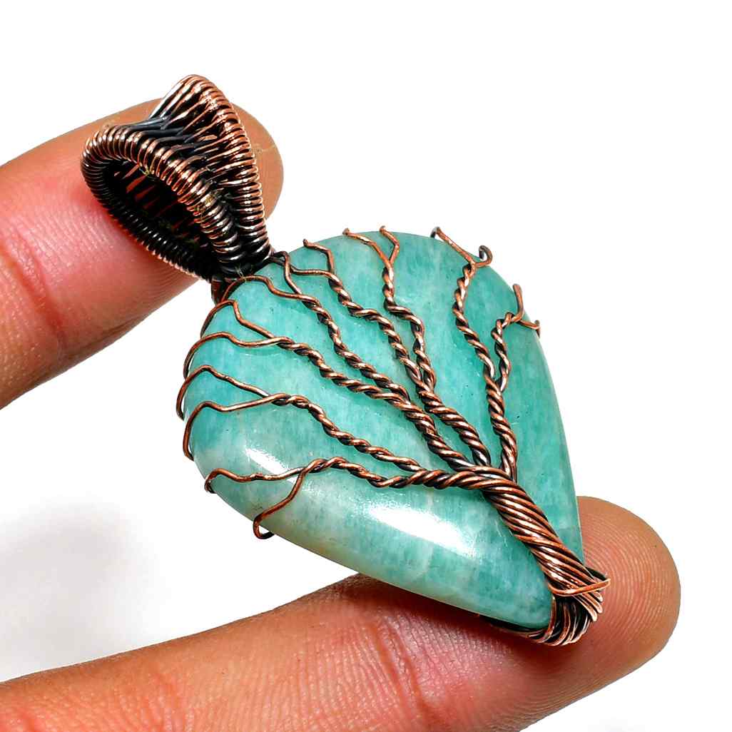 Serenity Grove – Amazonite Tree of Life Copper Pendant