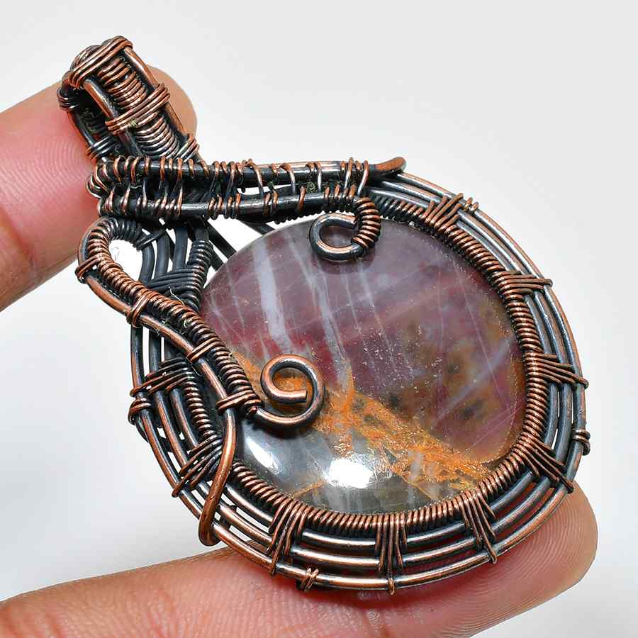 Ezra’s Veil – Oxidized Copper Amethyst Pendant