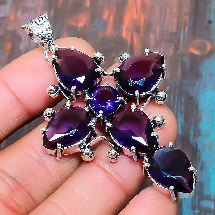 Ezra’s Veil – Bold Amethyst & Sterling Silver Pendant