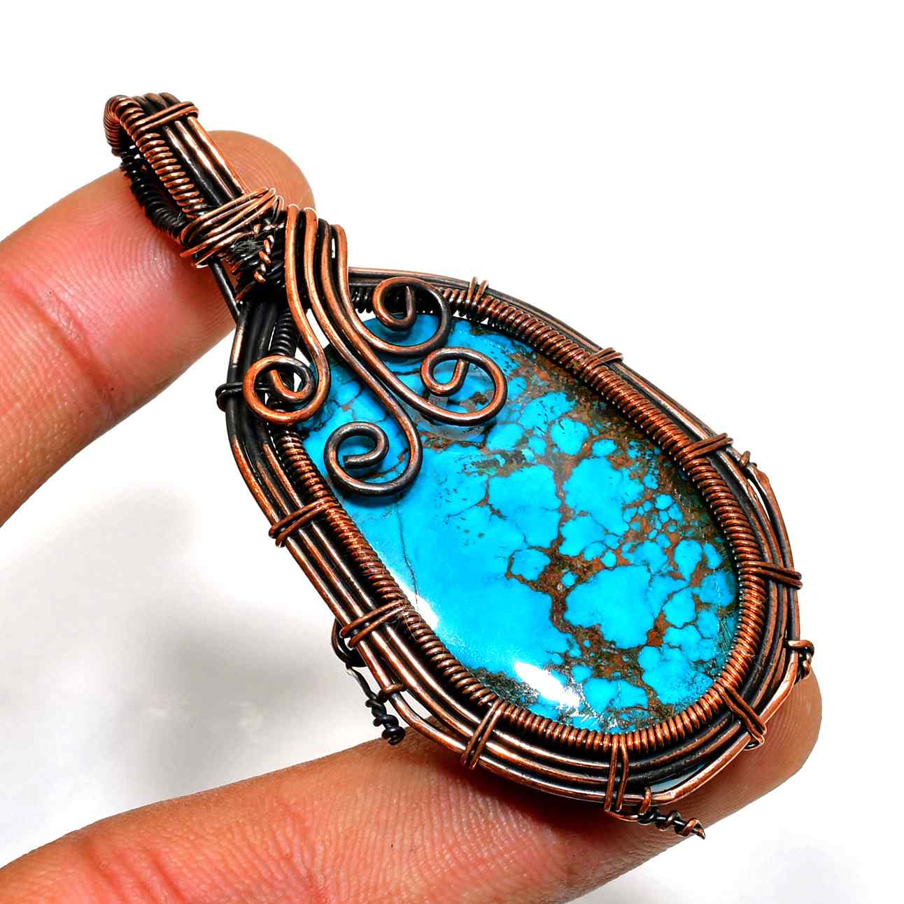 Serenity Catcher – Turquoise & Copper Dreamcatcher Pendant