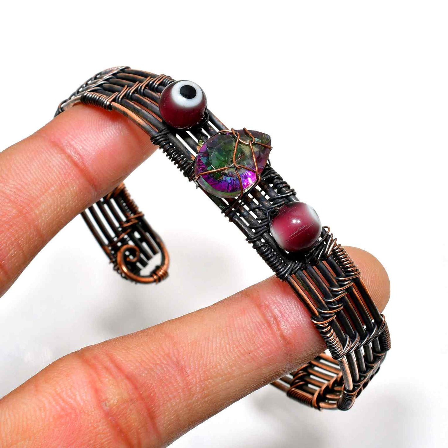 Passion’s Ember – Garnet & Mystic Quartz Cuff