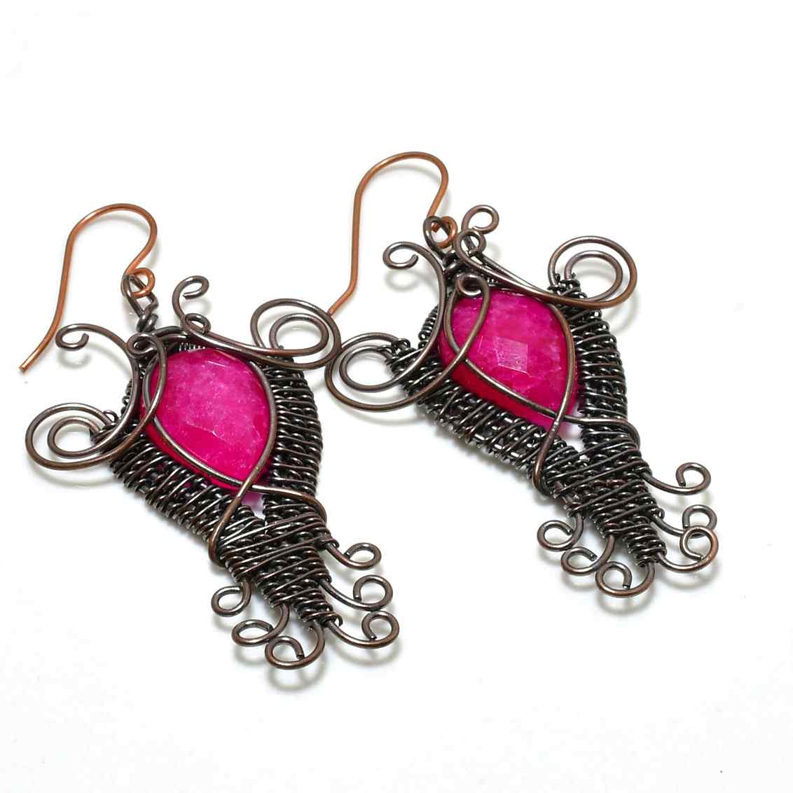 Heart’s Harmony – Rose Quartz Copper Earrings