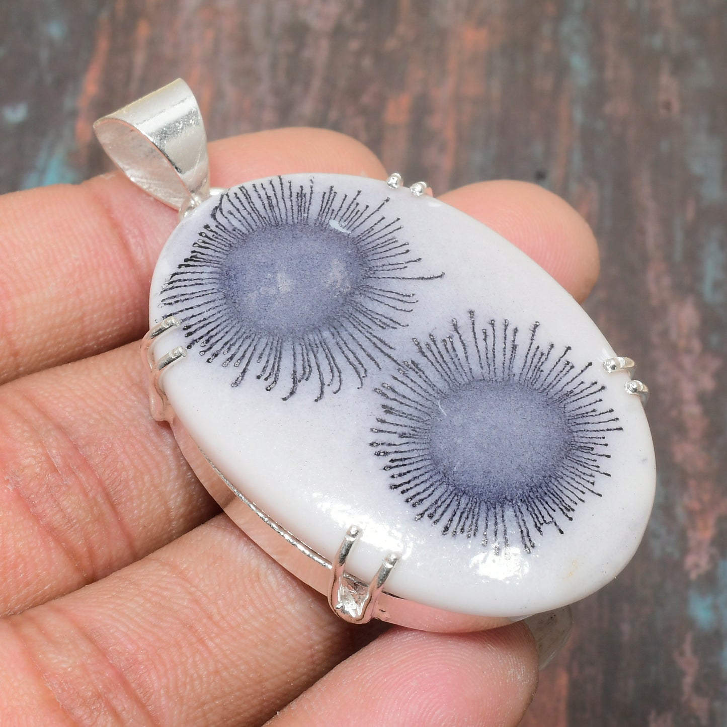 Celestial Embrace – Sterling Silver Double Sunstone Pendant