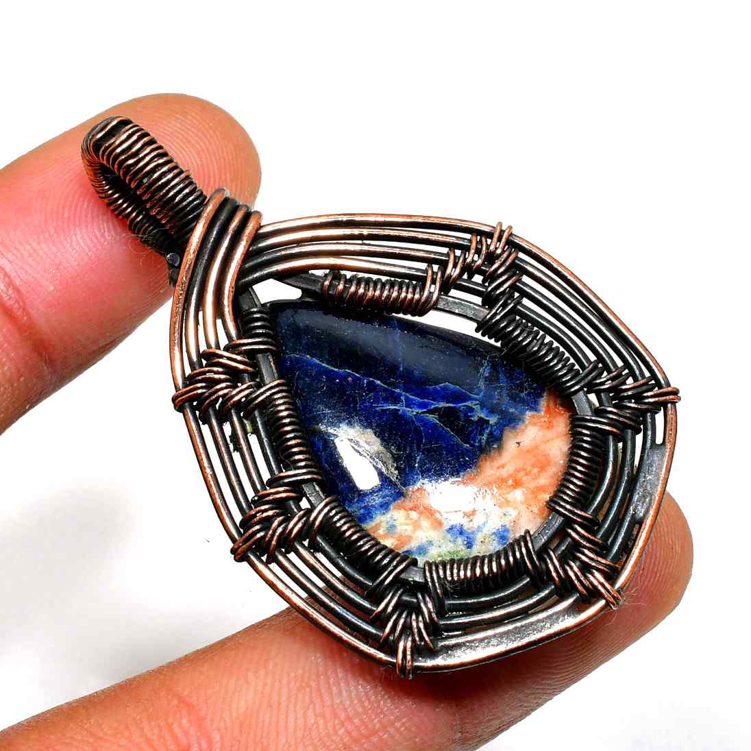 Ocean’s Embrace – Lapis Lazuli Copper Pendant