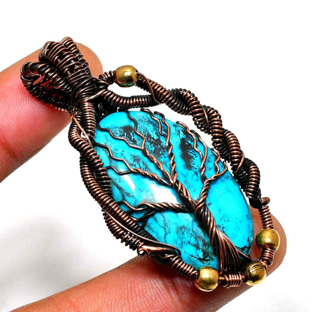Aurora’s Roots – Turquoise Copper Tree of Life Pendant