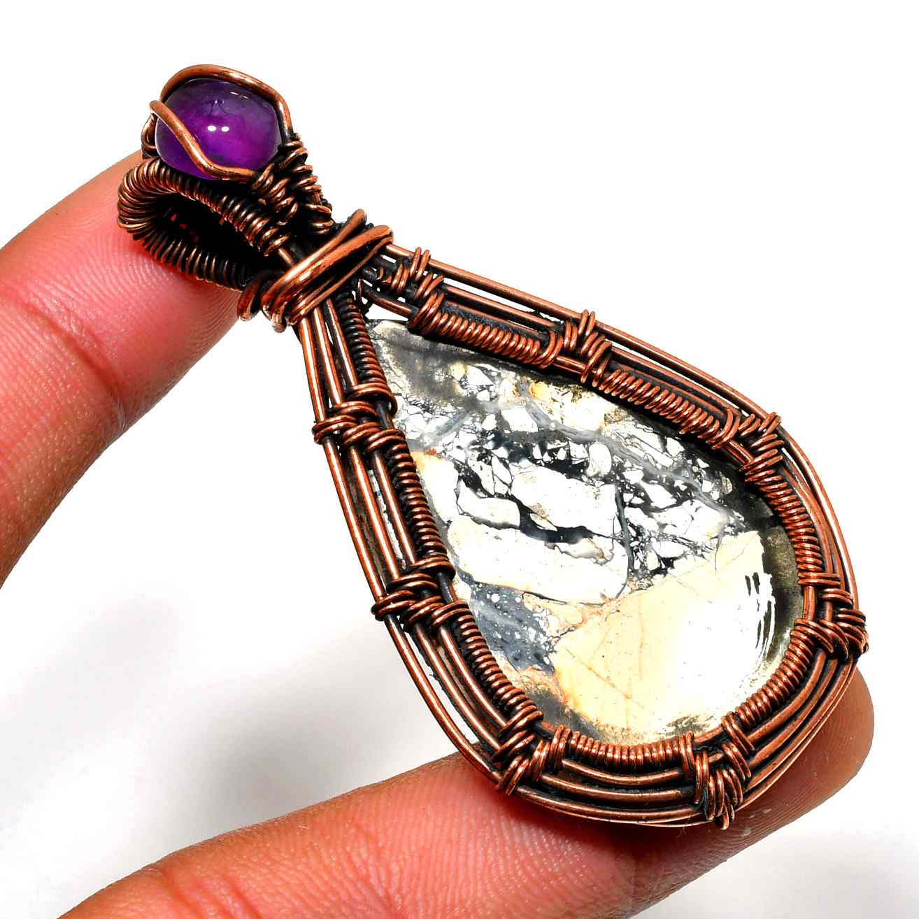 Luna’s Embrace – Handwrapped Amethyst & Silver Pendant