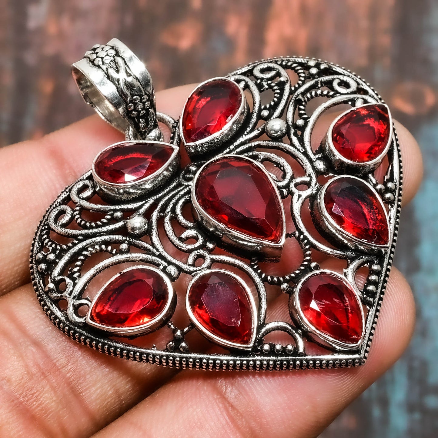 Heart’s Ember – Ruby Sterling Silver Pendant