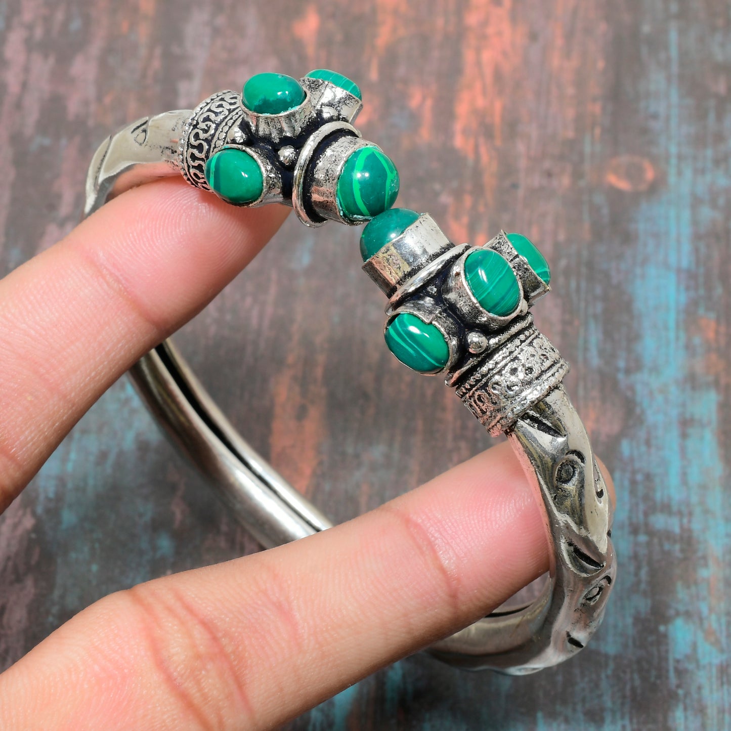 Gaia’s Embrace – Malachite & Sterling Silver Cuff