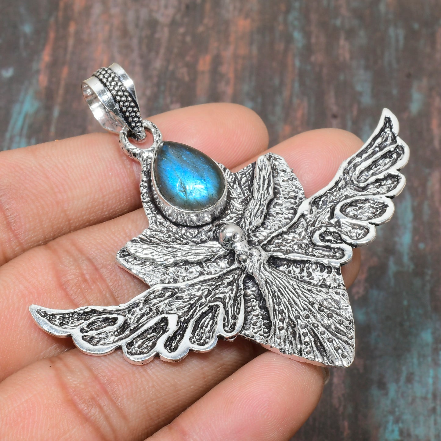 Dragonfly Awakening – Labradorite Sterling Silver Pendant
