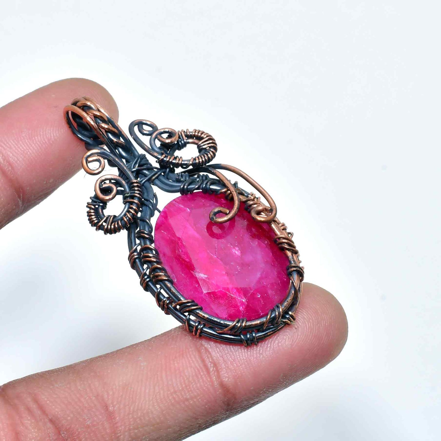 Ember Heart – Ruby & Antique Copper Pendant