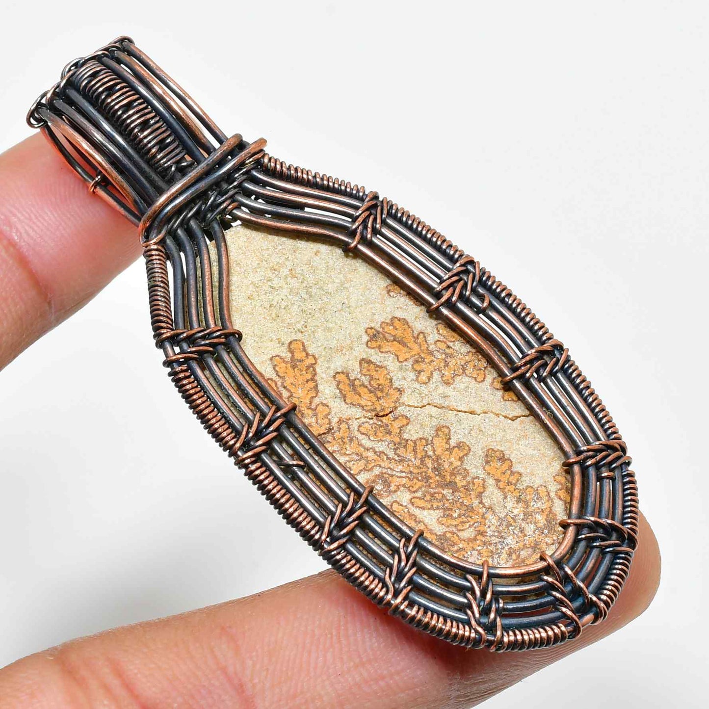 Terra’s Embrace – Copper-Wrapped Earthstone Pendant