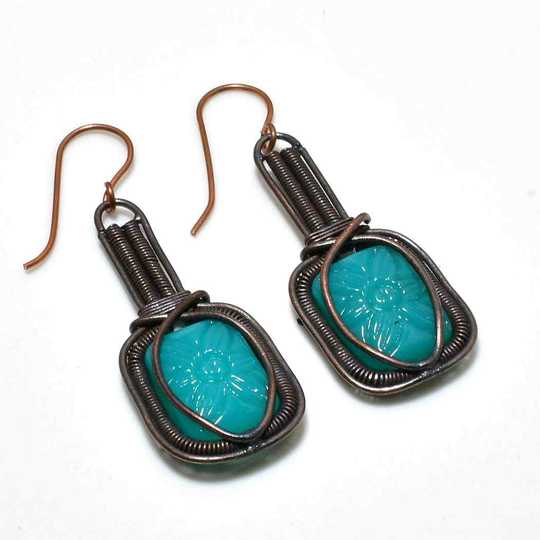 Aqua Blossom – Turquoise & Copper Earrings