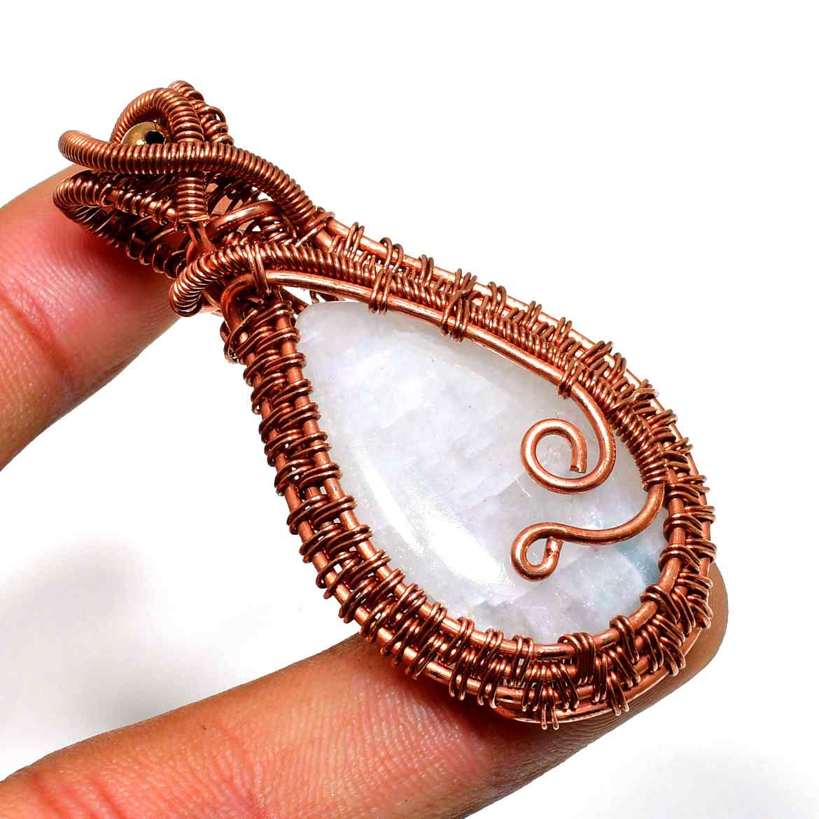 Moonlit Harmony – Oxidized Copper & Moonstone Pendant