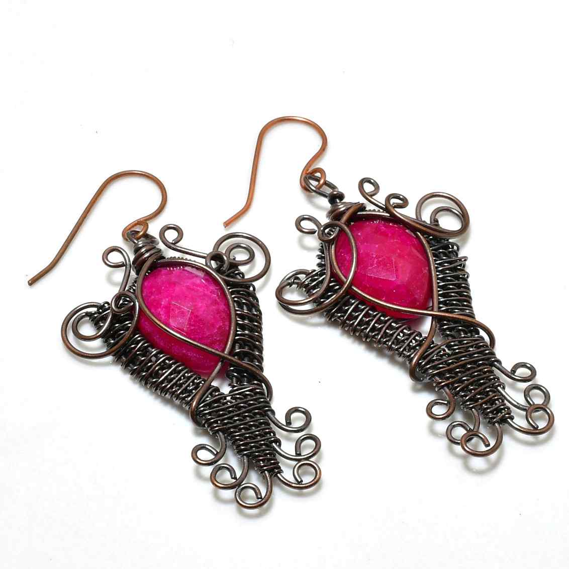 Crimson Courage – Ruby Copper Earrings