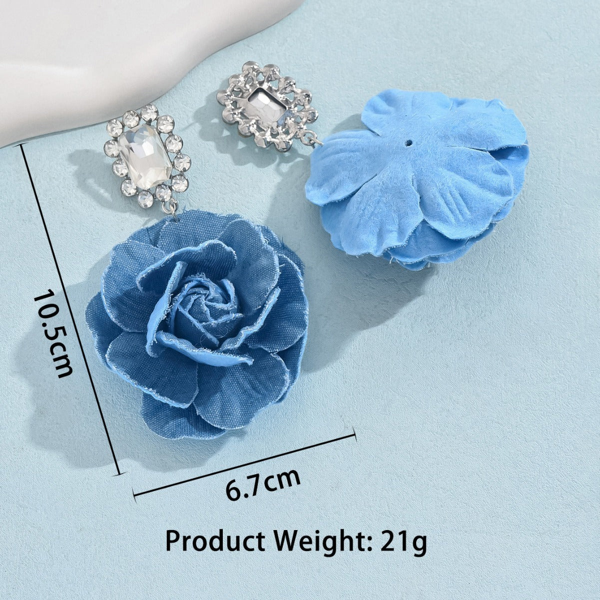 Vintage Blue Rose Earrings