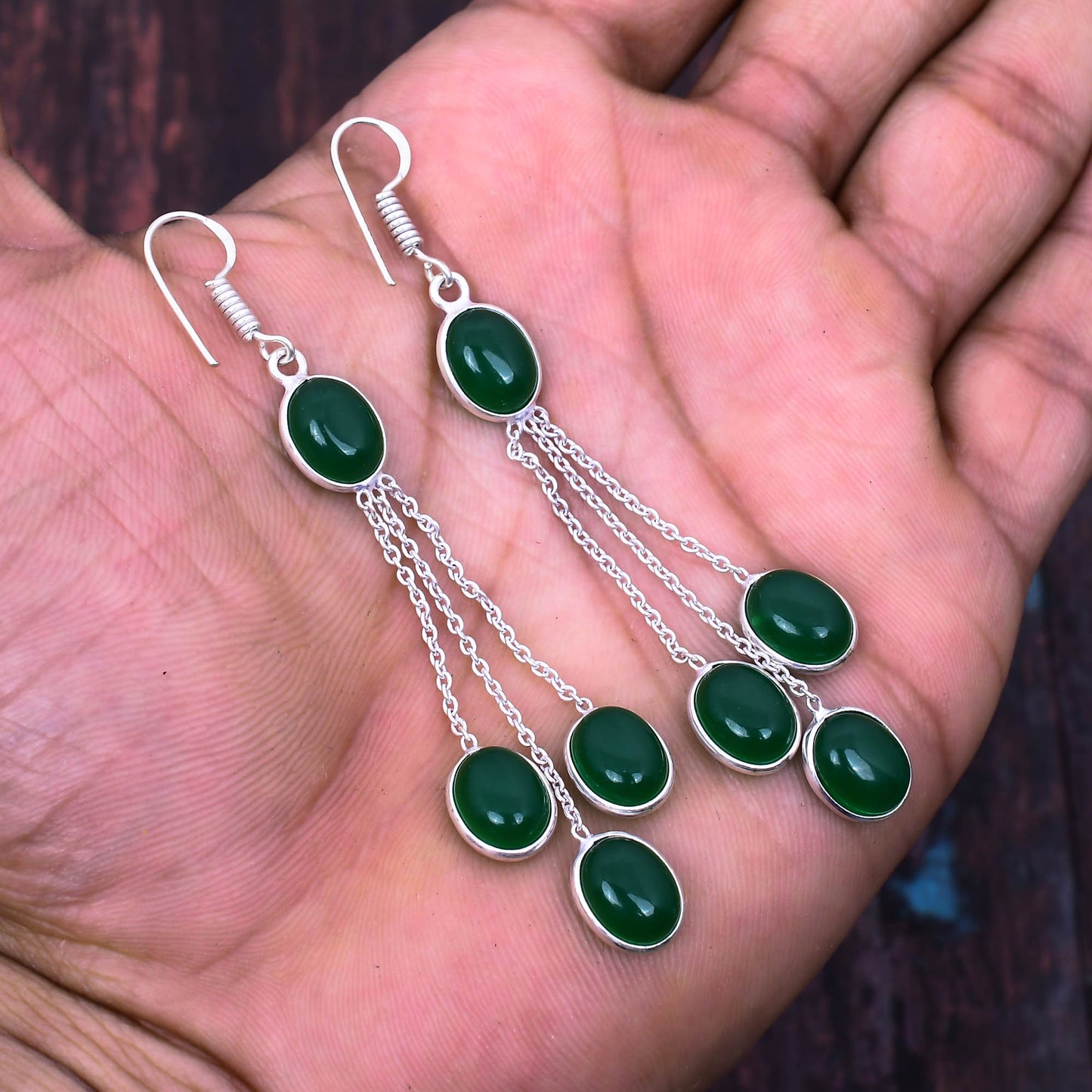 Jade Cascade – Sterling Silver Harmony Earrings