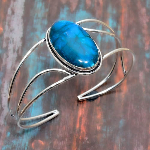 Ocean’s Bliss – Aqua Aura Silver Cuff