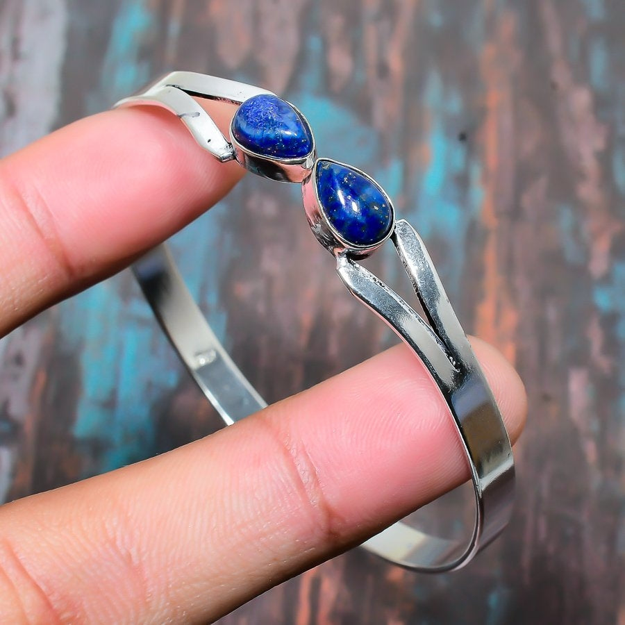 Celestial Harmony – Lapis Lazuli Silver Bracelet