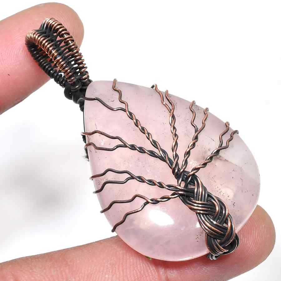 Heart’s Embrace – Rose Quartz Copper Pendant
