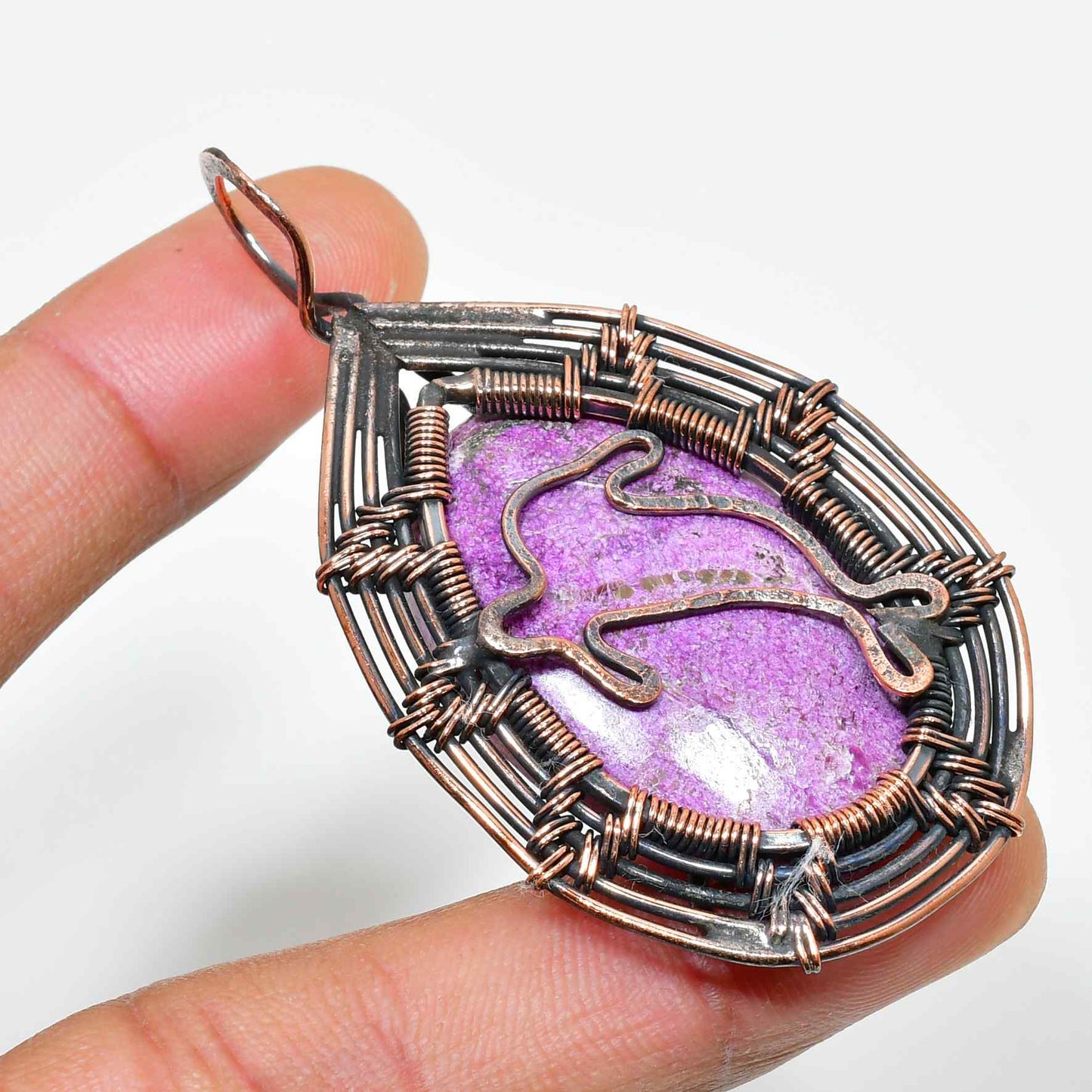 Ezra’s Veil – Mystic Amethyst & Oxidized Copper Pendant