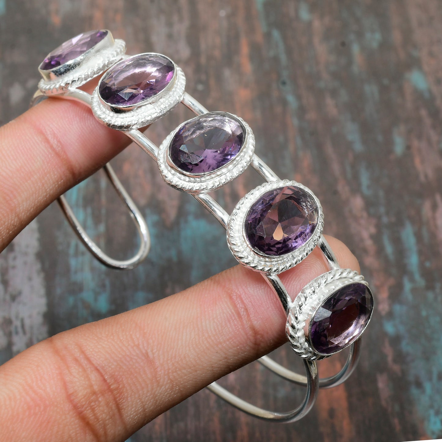 Celestial Calm – Amethyst & Silver Cuff