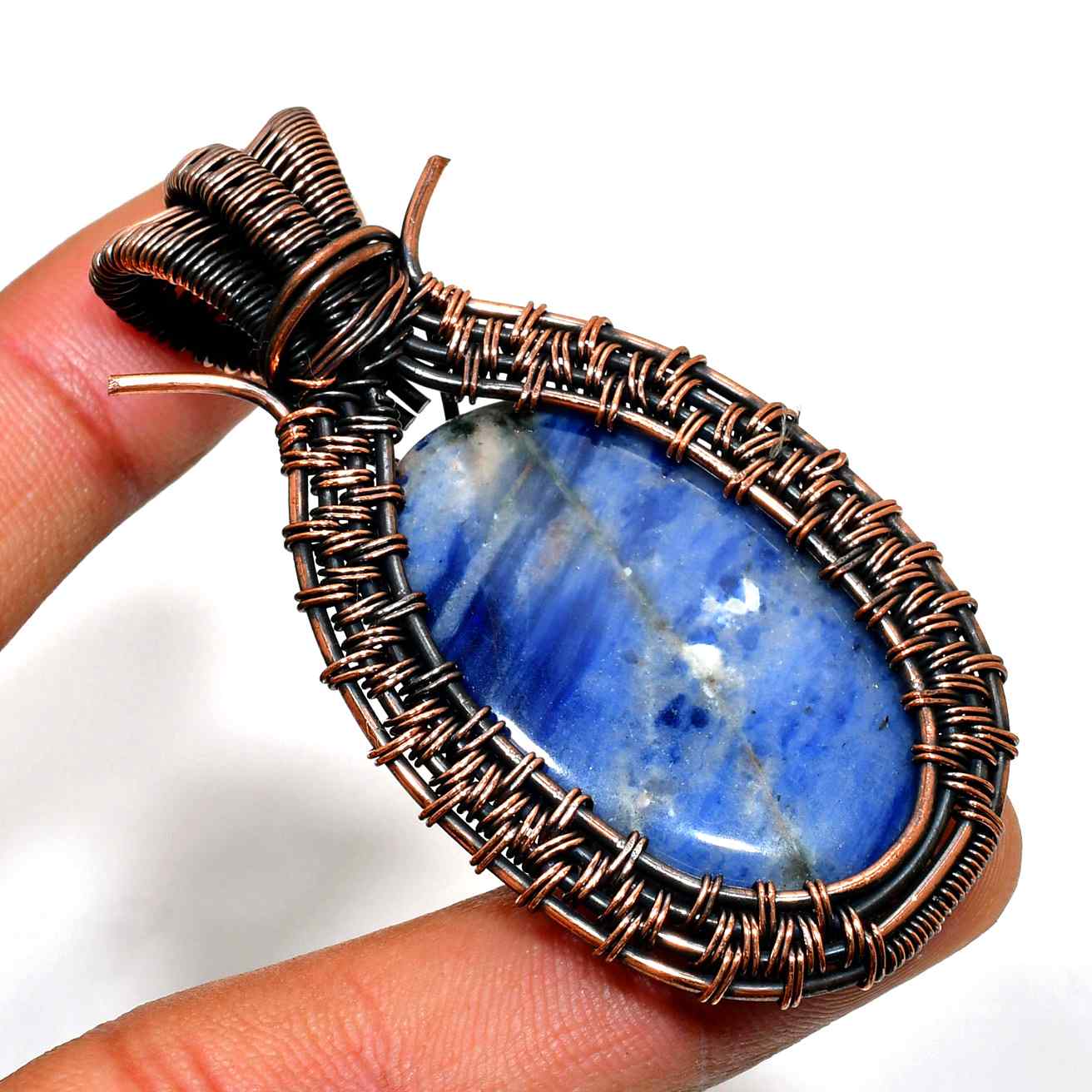 Sapphire’s Embrace – Lapis Lazuli Copper Pendant