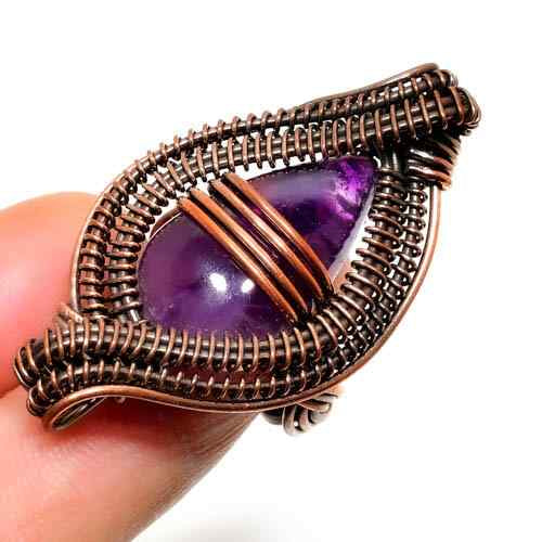 Ezra’s Veil – Amethyst & Copper Pendant