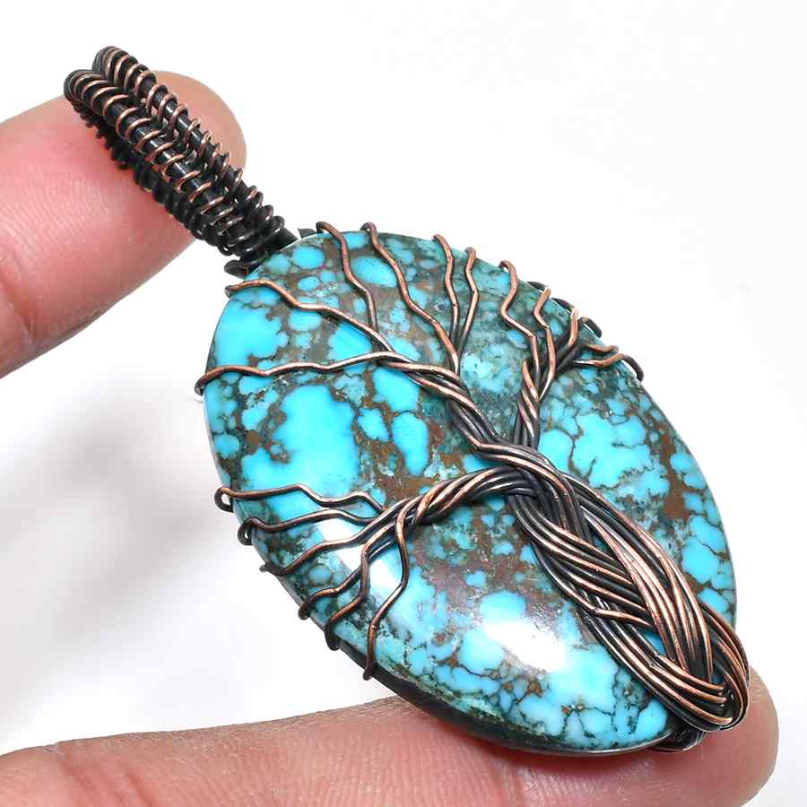 Gaia’s Grove – Turquoise Copper Tree Pendant