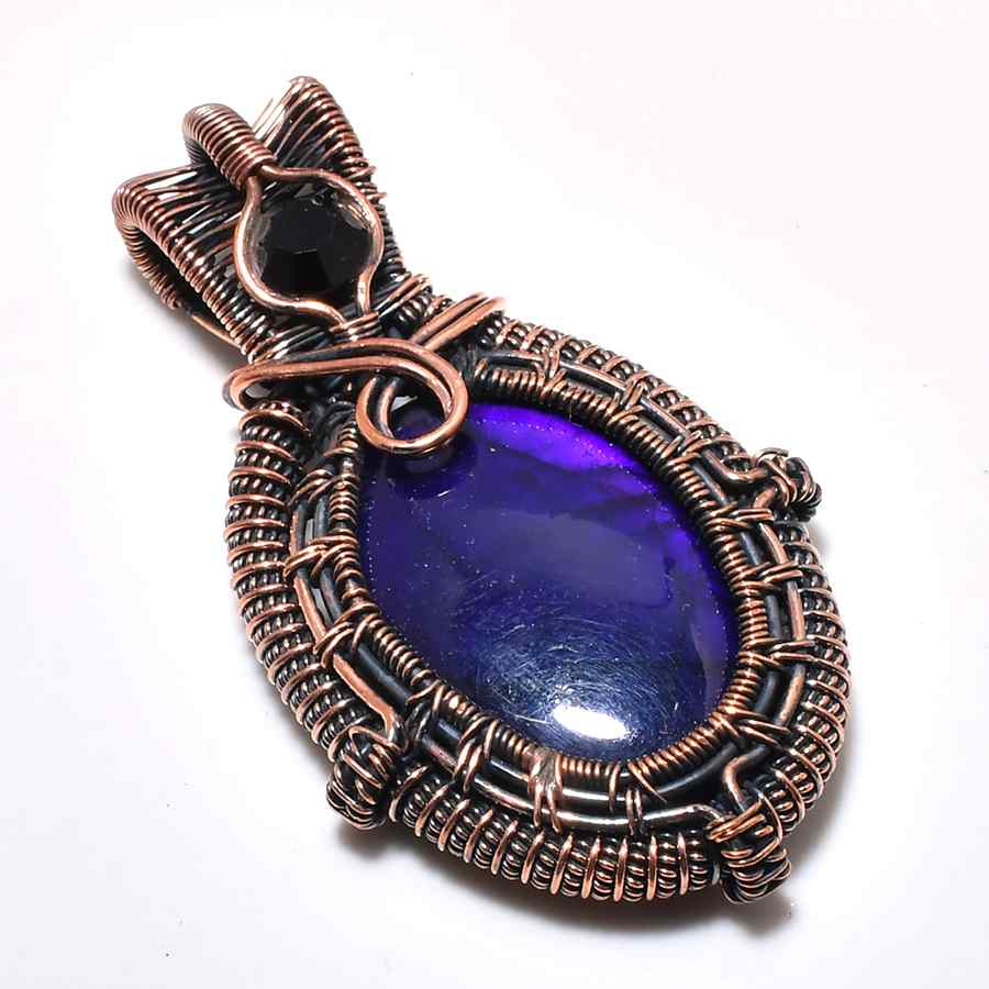 Ezra’s Veil – Oxidized Copper & Amethyst Pendant