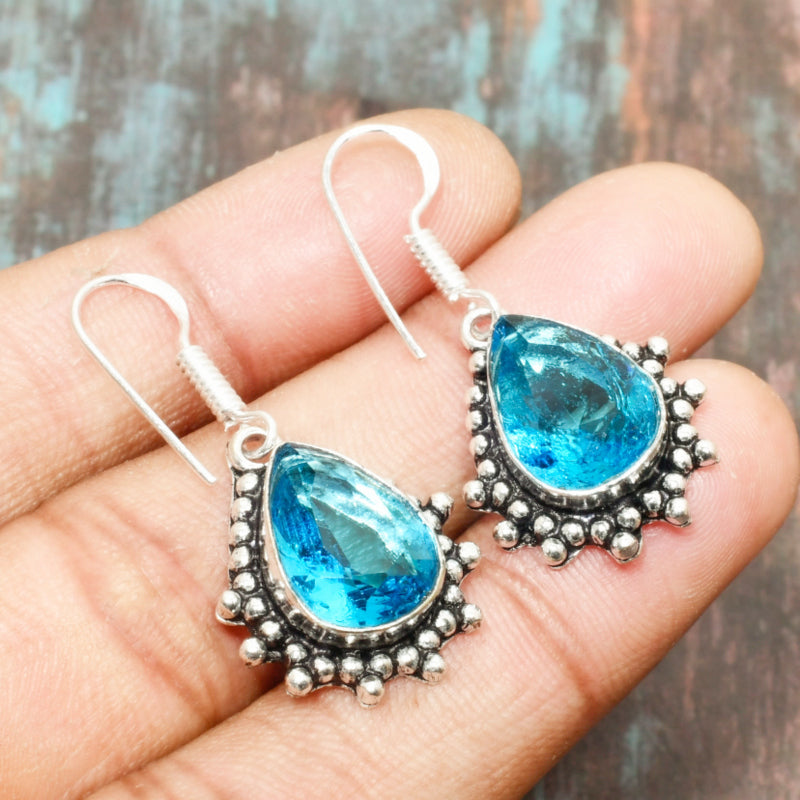 Azure Serenade – Blue Topaz Sterling Silver Earrings