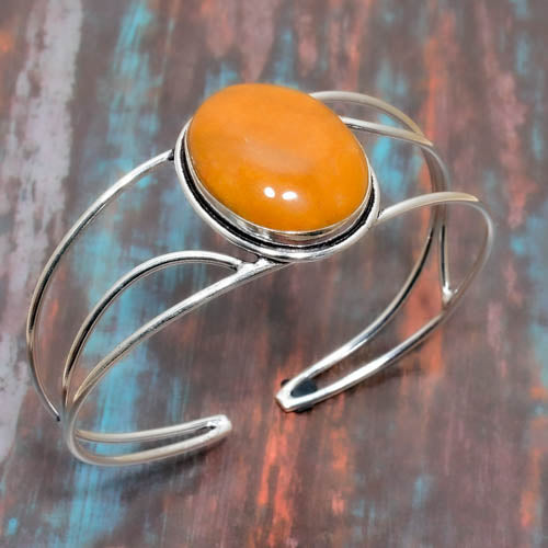 Sunlit Harmony – Yellow Chalcedony Silver Bracelet