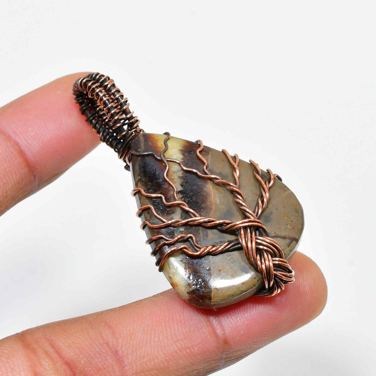 Gaia’s Embrace – Earthstone & Copper Pendant