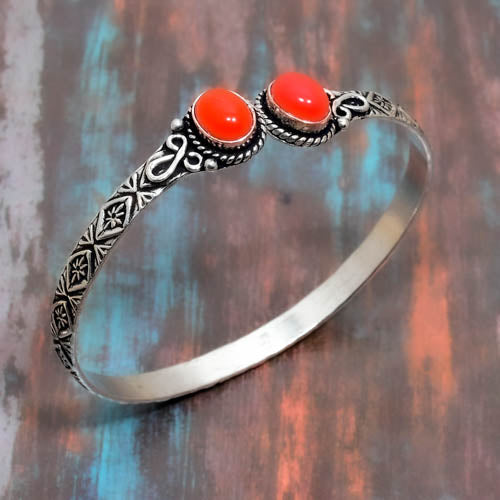 Coral Embrace – Silver-Plated Healing Bracelet