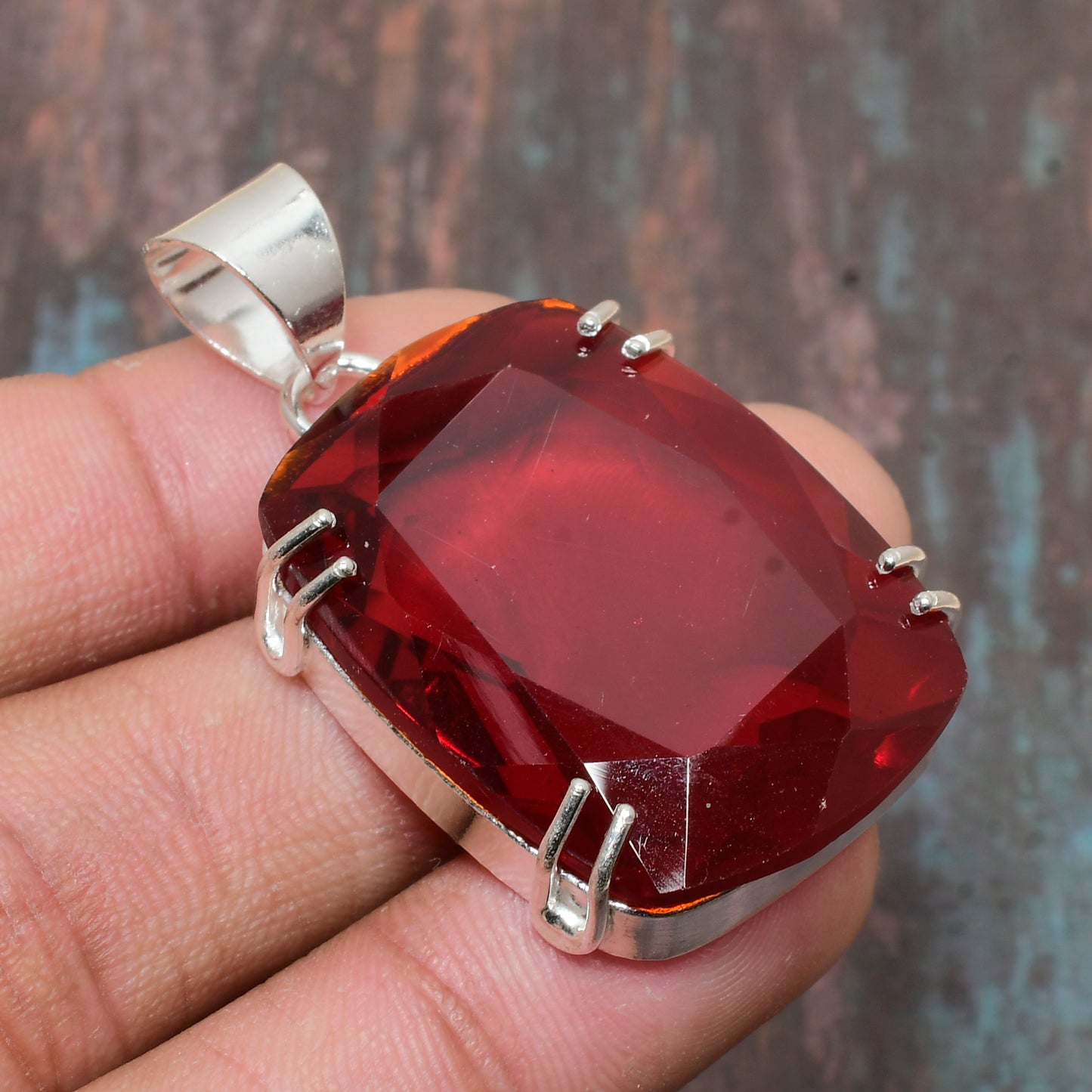 Ruby Radiance – Sterling Silver Pendant