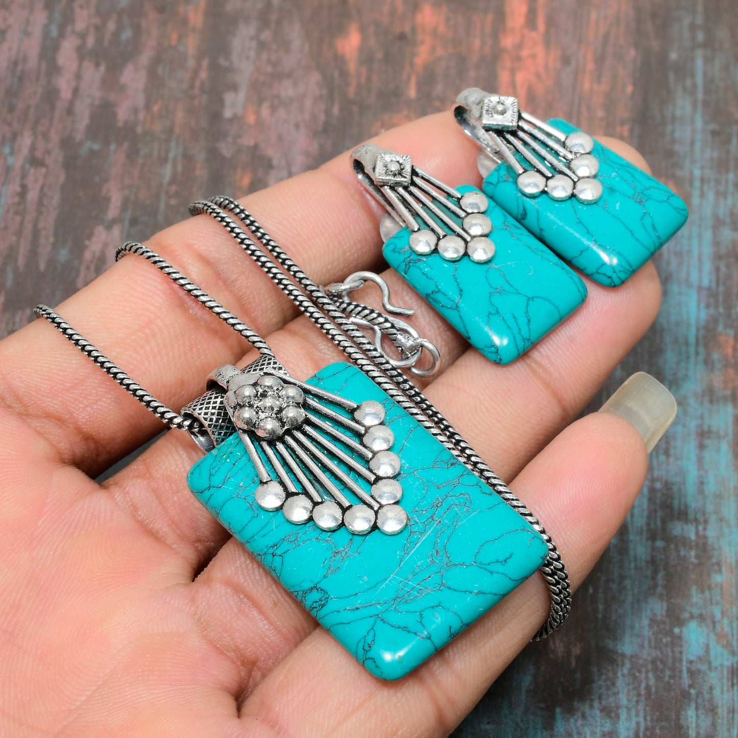Tranquil Tide – Turquoise & Silver Jewelry Set