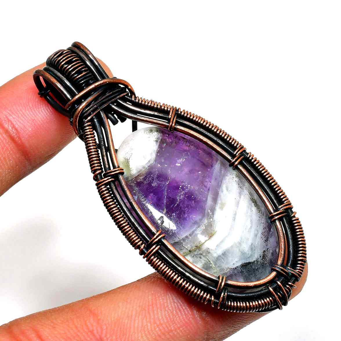 Twisted Aura – Amethyst Copper Pendant