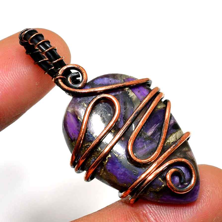 Ezra’s Veil – Amethyst & Copper Pendant