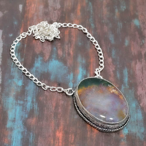 Gaia’s Balance – Sterling Silver Agate Pendant