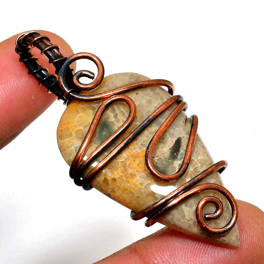 Gaia’s Embrace – Natural Stone Copper Pendant