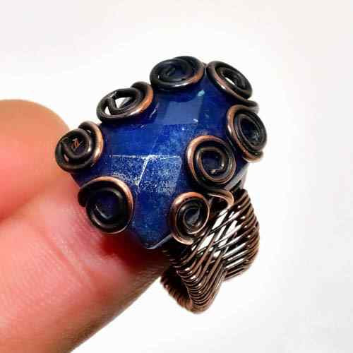 Azure Blossom – Lapis Lazuli Copper Ring