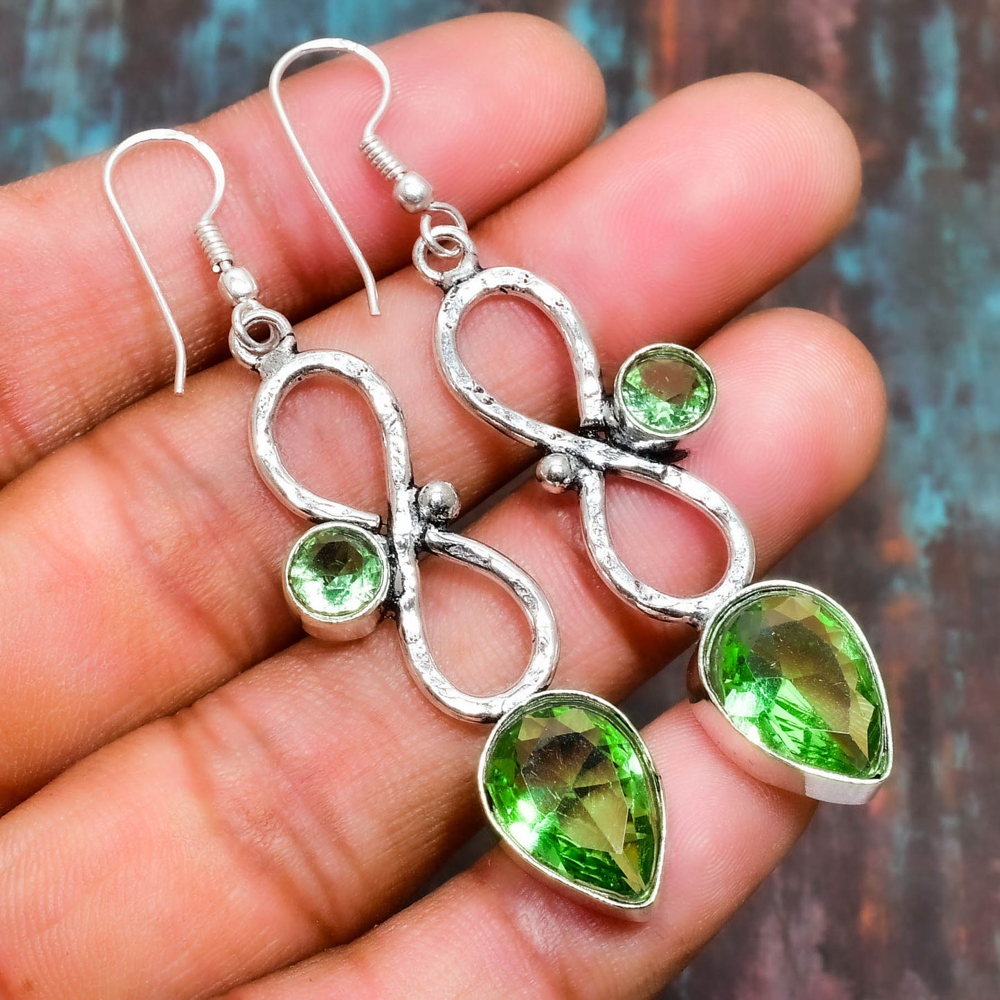 Infinite Peridot Drops – Sterling Silver Earrings